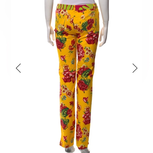 Vintage dolce skinny  Floral Yellow Pants - Picture 9 of 11